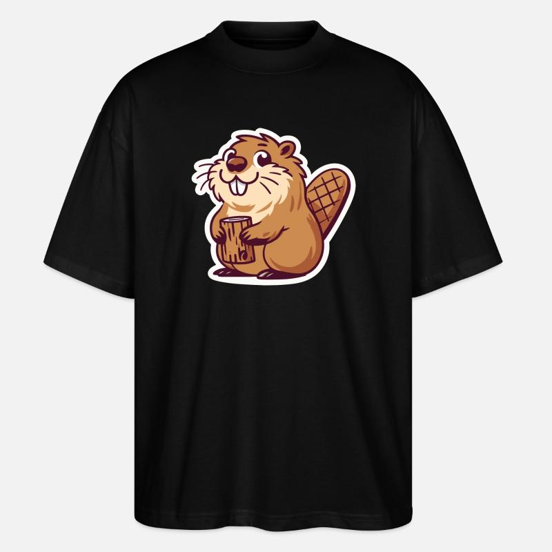 Mème de castor - T-shirt bio Blaster 2.0 coupe oversize Stanley/Stella Unisexe - noir