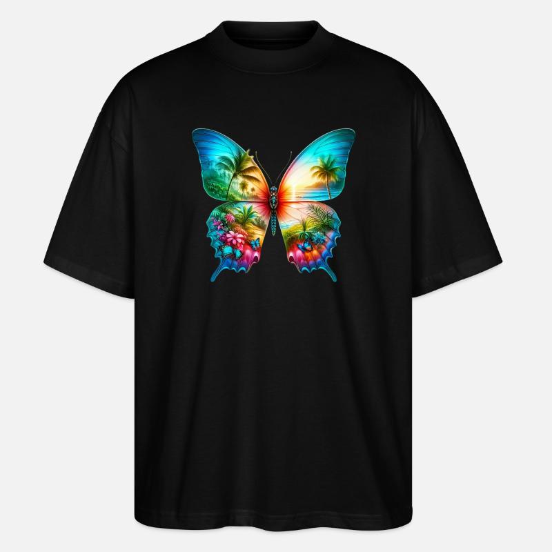 Schmetterling - Stanley/Stella Oversized Unisex Bio T-Shirt Blaster 2.0 - Schwarz