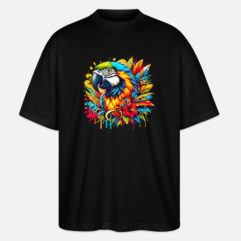 Papagei - Stanley/Stella Oversized Unisex Bio T-Shirt Blaster 2.0 - Schwarz