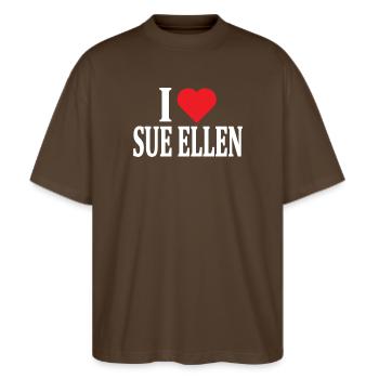 t-shirt I love Sue Ellen t-shirt gift idea - Stanley/Stella Oversized Unisex Organic T-shirt Blaster 2.0 - mocha - Front - Alina (178cm) & Michal (187cm)