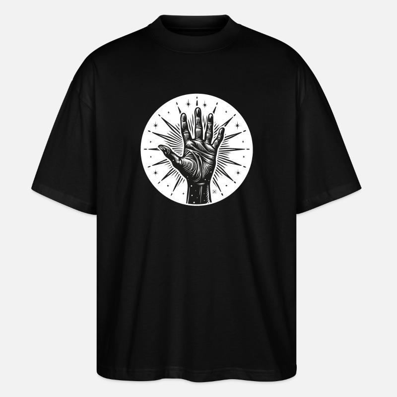 Star Hand with Flashes - Stanley/Stella Oversized Unisex Organic T-shirt Blaster 2.0 - black