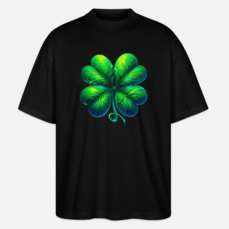 Vierblättriges Kleeblatt - Stanley/Stella Oversized Unisex Bio T-Shirt Blaster 2.0 - Schwarz