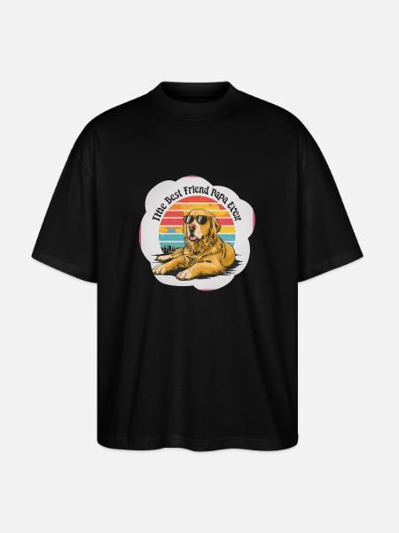 Dogs with Sunglasses and Sunset - Stanley/Stella Oversized Unisex Organic T-shirt Blaster 2.0 - black