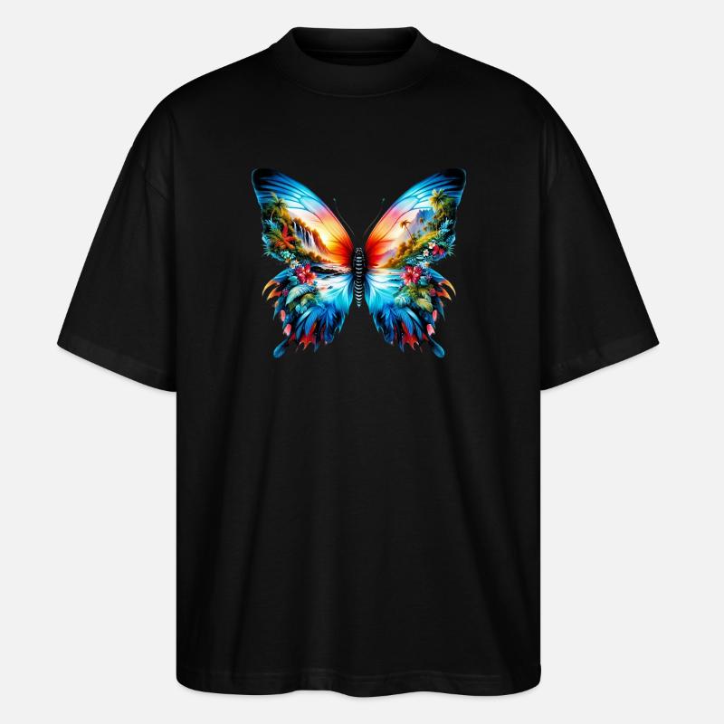 Schmetterling - Stanley/Stella Oversized Unisex Bio T-Shirt Blaster 2.0 - Schwarz