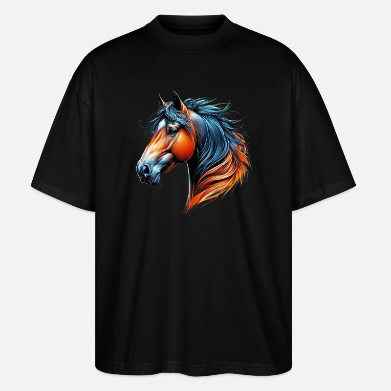Pferd - Stanley/Stella Oversized Unisex Bio T-Shirt Blaster 2.0 - Schwarz