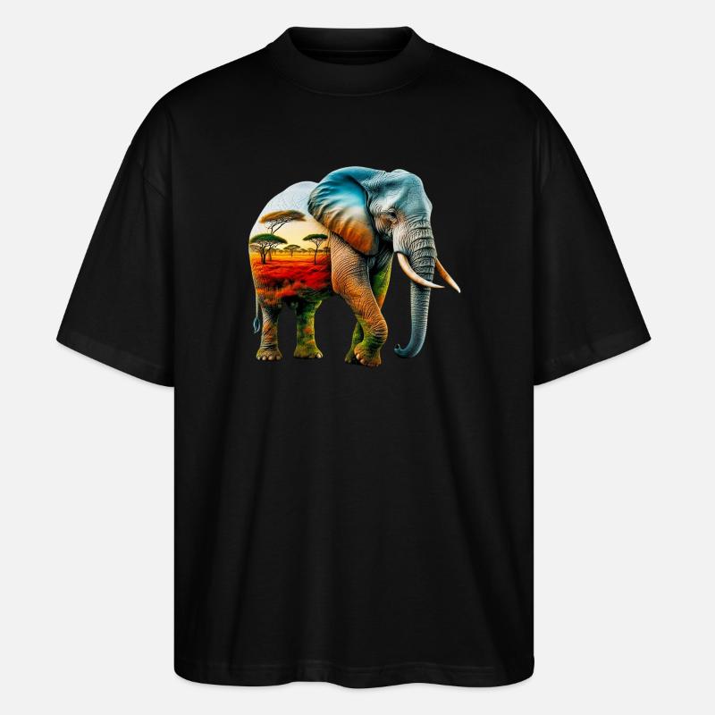 Elefant - Stanley/Stella Oversized Unisex Bio T-Shirt Blaster 2.0 - Schwarz