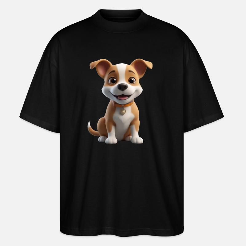 Süßes Hündchen mit Herzchen - Stanley/Stella Oversized Unisex Bio T-Shirt Blaster 2.0 - Schwarz