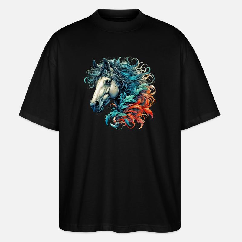Pferd - Stanley/Stella Oversized Unisex Bio T-Shirt Blaster 2.0 - Schwarz