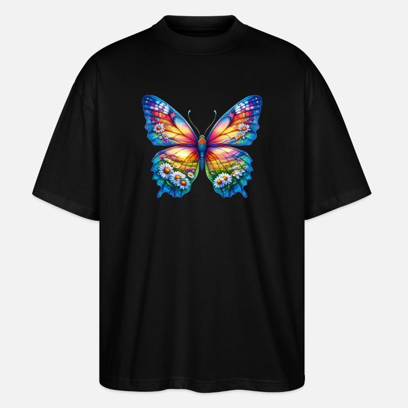 Schmetterlingsblumen Gänseblümchen Gänseblümchen - Stanley/Stella Oversized Unisex Bio T-Shirt Blaster 2.0 - Schwarz