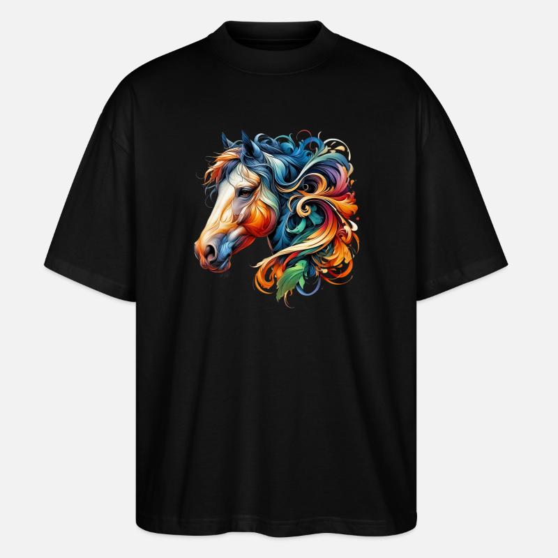 Pferd - Stanley/Stella Oversized Unisex Bio T-Shirt Blaster 2.0 - Schwarz