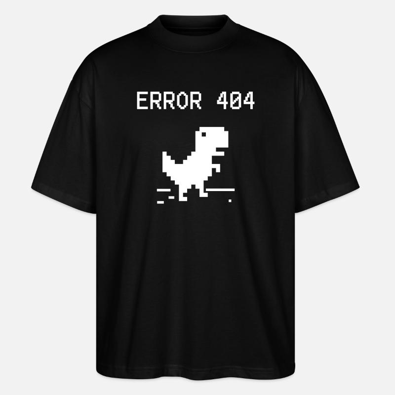 Pixel Dino 404 Erreur Tee - T-shirt bio Blaster 2.0 coupe oversize Stanley/Stella Unisexe - noir