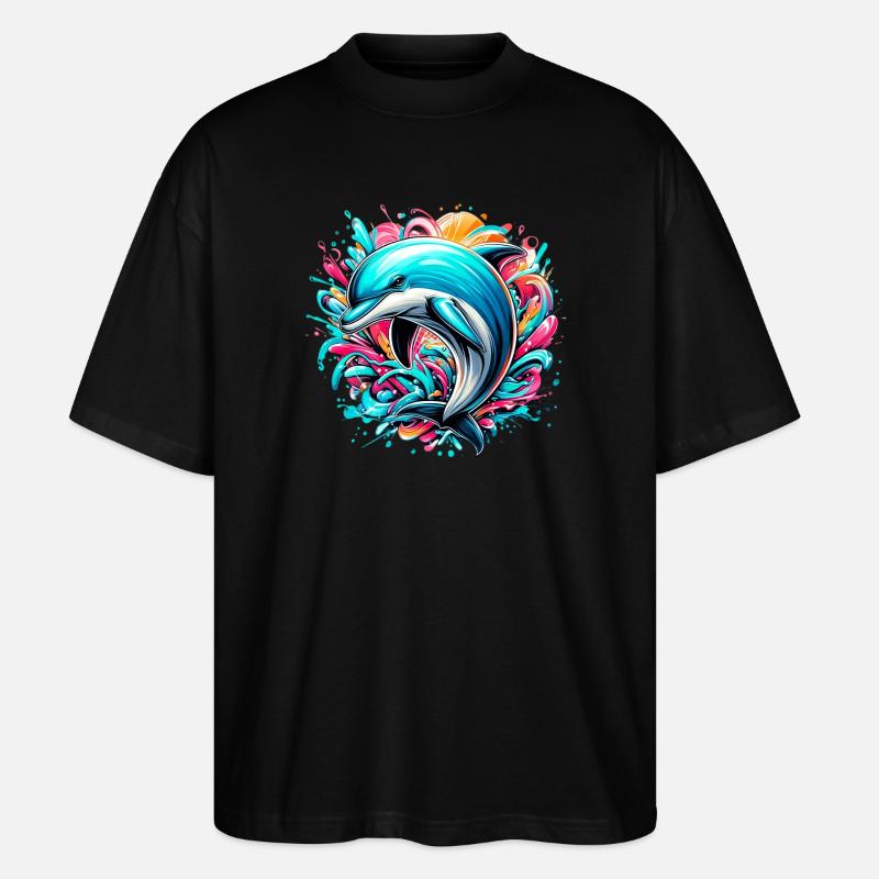 Dolphin - Stanley/Stella Oversized Unisex Organic T-shirt Blaster 2.0 - black