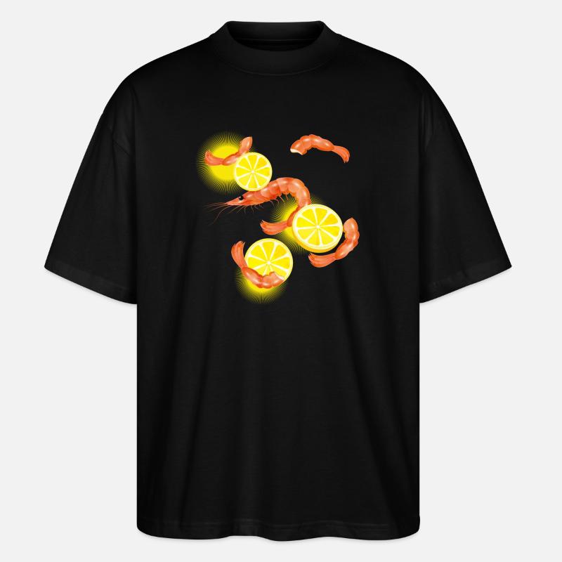 Garnelen oder Shrimps mit Zitronen Scheiben - Stanley/Stella Oversized Unisex Bio T-Shirt Blaster 2.0 - Schwarz