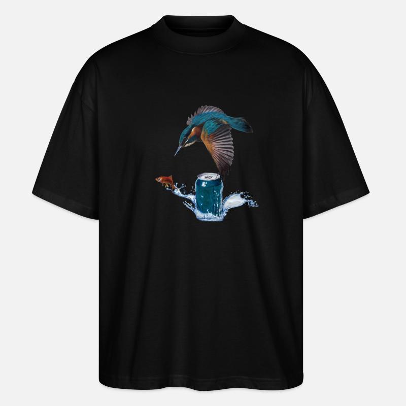 Eisvogel - Stanley/Stella Oversized Unisex Bio T-Shirt Blaster 2.0 - Schwarz