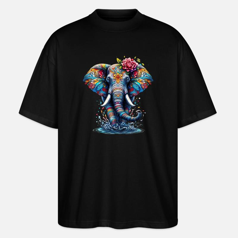 Elefant - Stanley/Stella Oversized Unisex Bio T-Shirt Blaster 2.0 - Schwarz