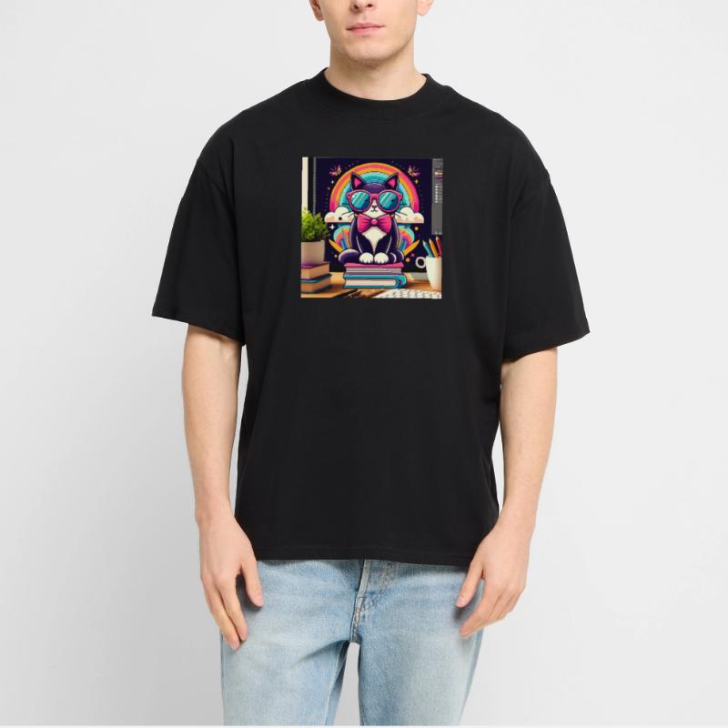 Studious cat with glasses Stanley/Stella Oversized Unisex Organic T-shirt Blaster 2.0