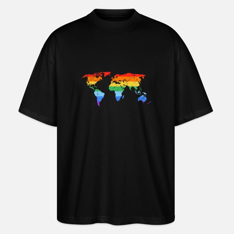 Regenbogen-Weltkarte Pride - Stanley/Stella Oversized Unisex Bio T-Shirt Blaster 2.0 - Schwarz