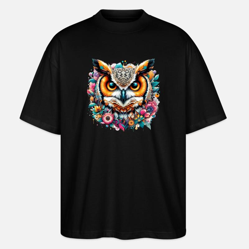 Owl - Stanley/Stella Oversized Unisex Organic T-shirt Blaster 2.0 - black