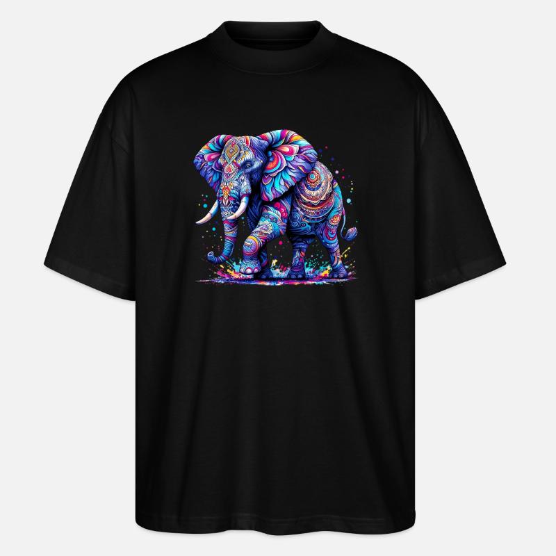 Elefant - Stanley/Stella Oversized Unisex Bio T-Shirt Blaster 2.0 - Schwarz