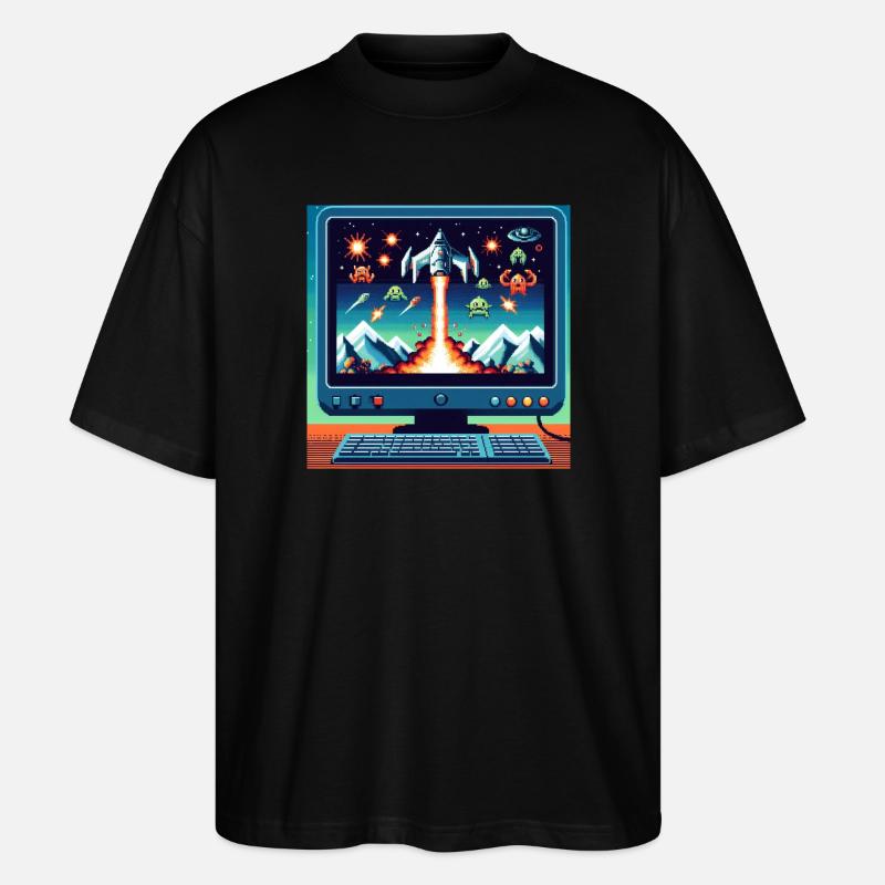 Retro-Flugzeug-Spiel - Stanley/Stella Oversized Unisex Bio T-Shirt Blaster 2.0 - Schwarz