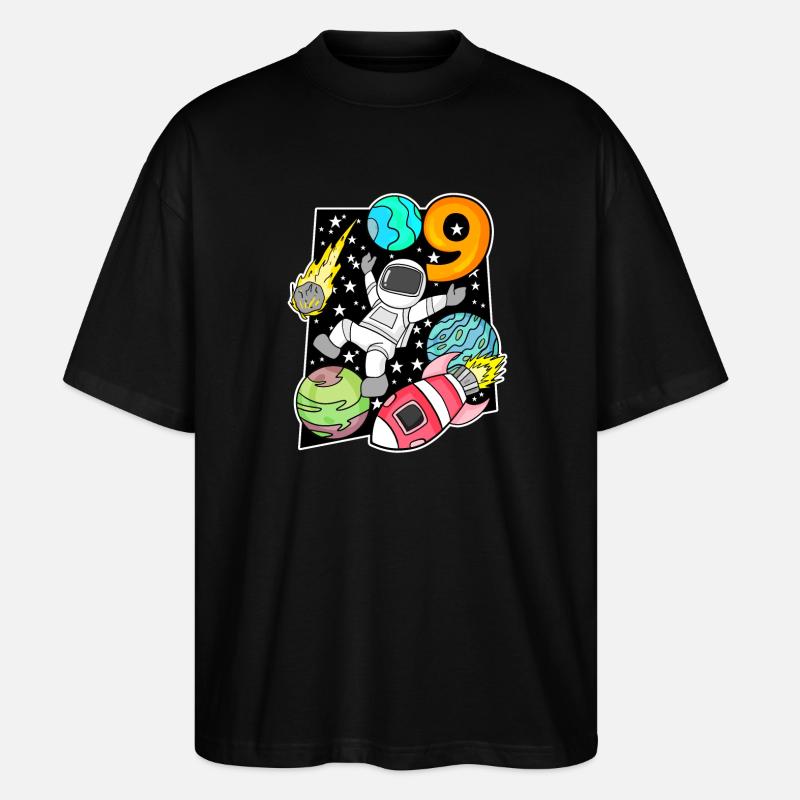 Astronaute - 9e anniversaire garçon - T-shirt bio Blaster 2.0 coupe oversize Stanley/Stella Unisexe - noir