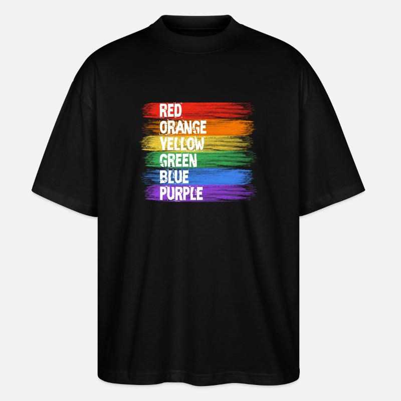 Regenbogenfarben Streifenkunst - Stanley/Stella Oversized Unisex Bio T-Shirt Blaster 2.0 - Schwarz