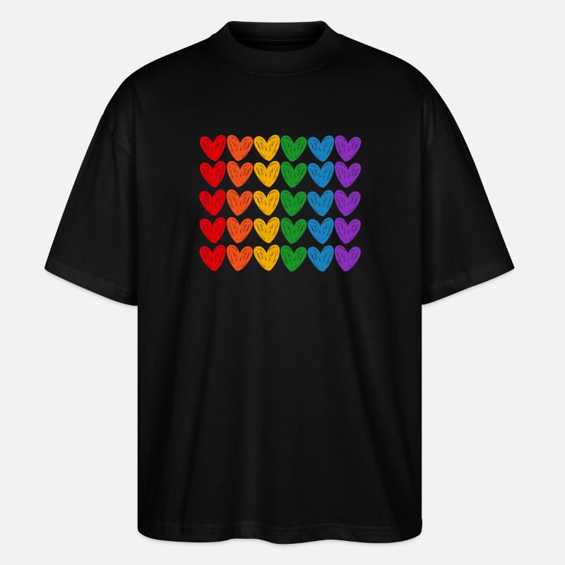 LGBTQIA-Regenbogenherzen - Stanley/Stella Oversized Unisex Bio T-Shirt Blaster 2.0 - Schwarz