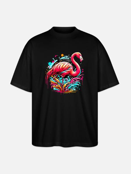 Flamingo - Stanley/Stella Oversized Unisex Organic T-shirt Blaster 2.0 - black