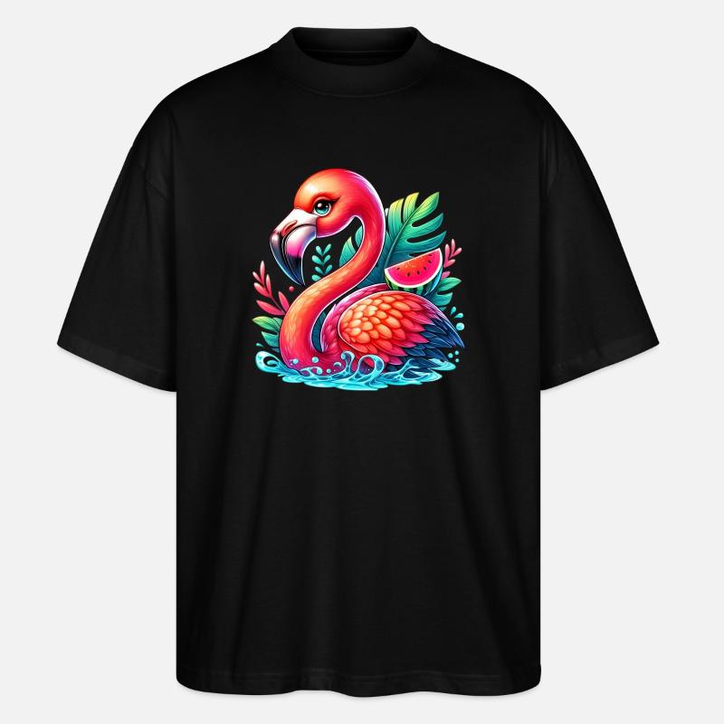 Flamingo - Stanley/Stella Oversized Unisex Bio T-Shirt Blaster 2.0 - Schwarz