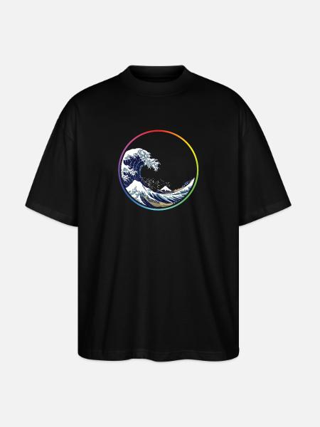 Rainbow Wave Circle - Stanley/Stella Oversized Unisex Organic T-shirt Blaster 2.0 - black