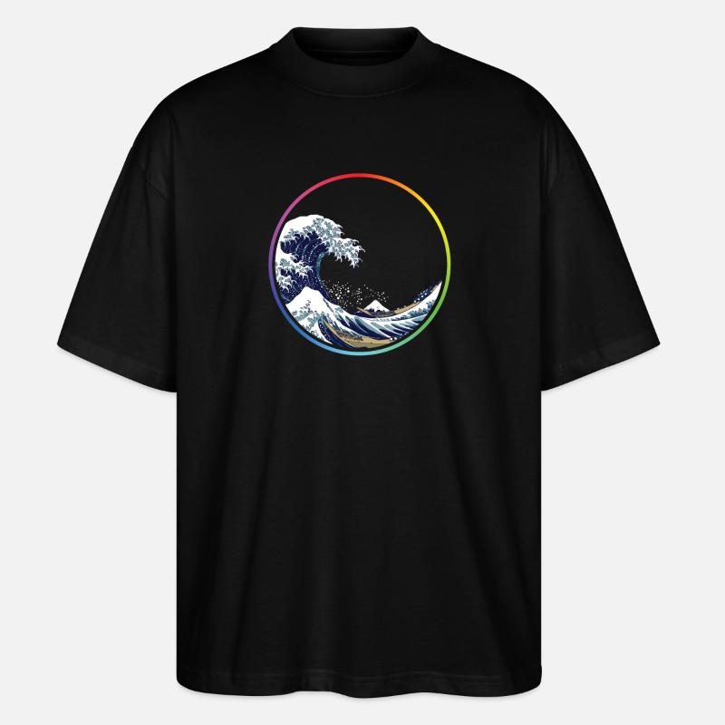 Regenbogen-Wellen-Kreis - Stanley/Stella Oversized Unisex Bio T-Shirt Blaster 2.0 - Schwarz