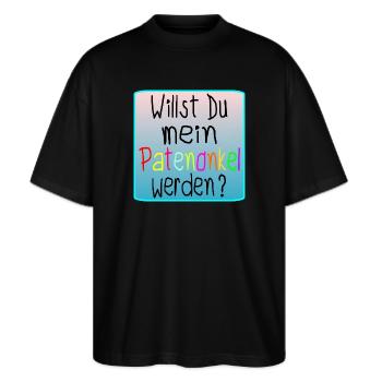 TAUFE - PATENONKEL WERDEN - Stanley/Stella Oversized Unisex Bio T-Shirt Blaster 2.0 - Schwarz - Vorne - Alina (178cm) & Michal (187cm)