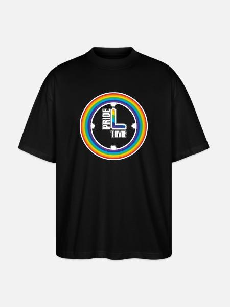 Rainbow Pride Ring Clock - Stanley/Stella Oversized Unisex Organic T-shirt Blaster 2.0 - black