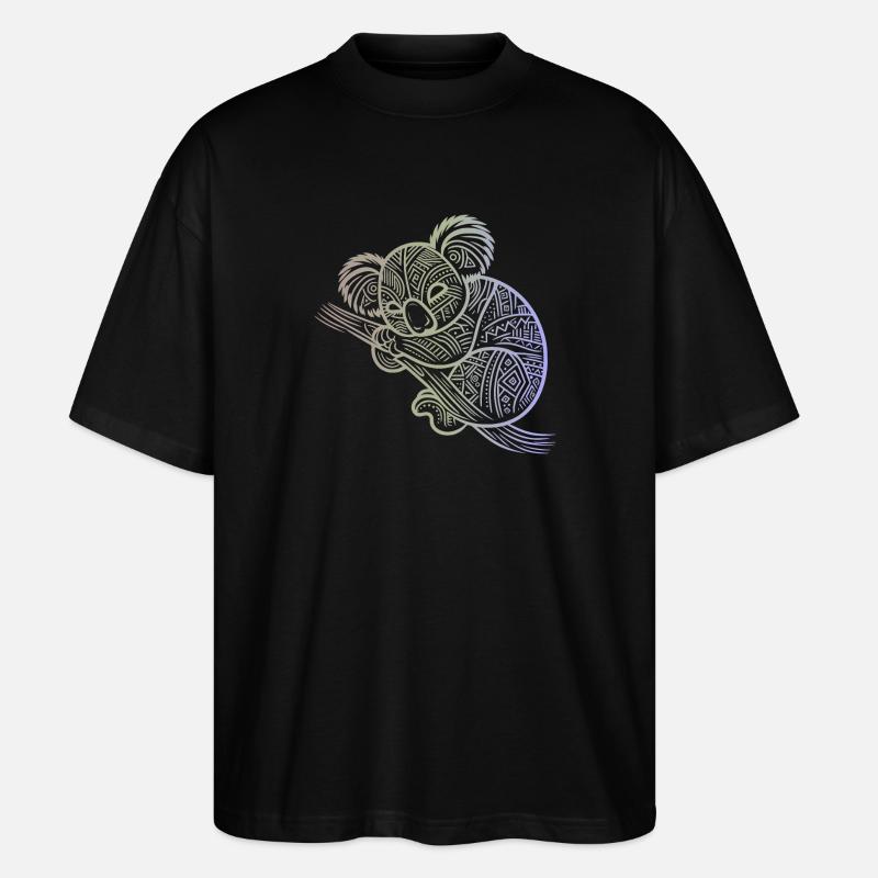 Koala in Aborigine-Mustern, Stammesmuster - Stanley/Stella Oversized Unisex Bio T-Shirt Blaster 2.0 - Schwarz