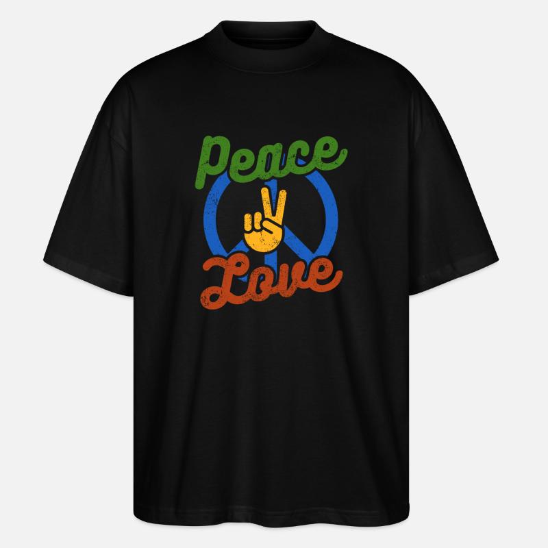 Frieden, Liebe - Stanley/Stella Oversized Unisex Bio T-Shirt Blaster 2.0 - Schwarz