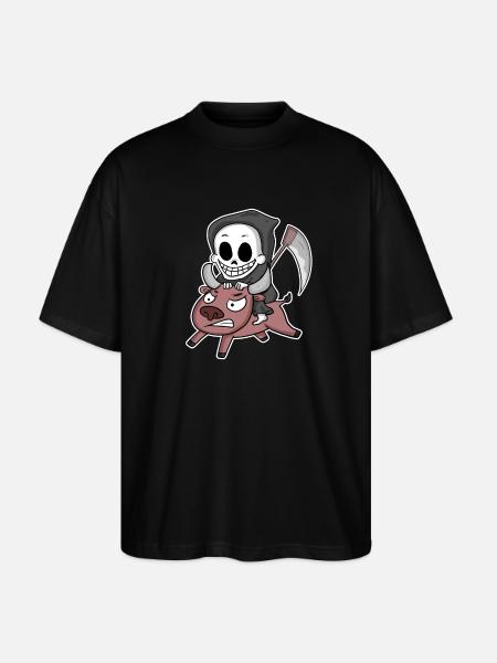 Grim Reaper Cow Motif - Stanley/Stella Oversized Unisex Organic T-shirt Blaster 2.0 - black