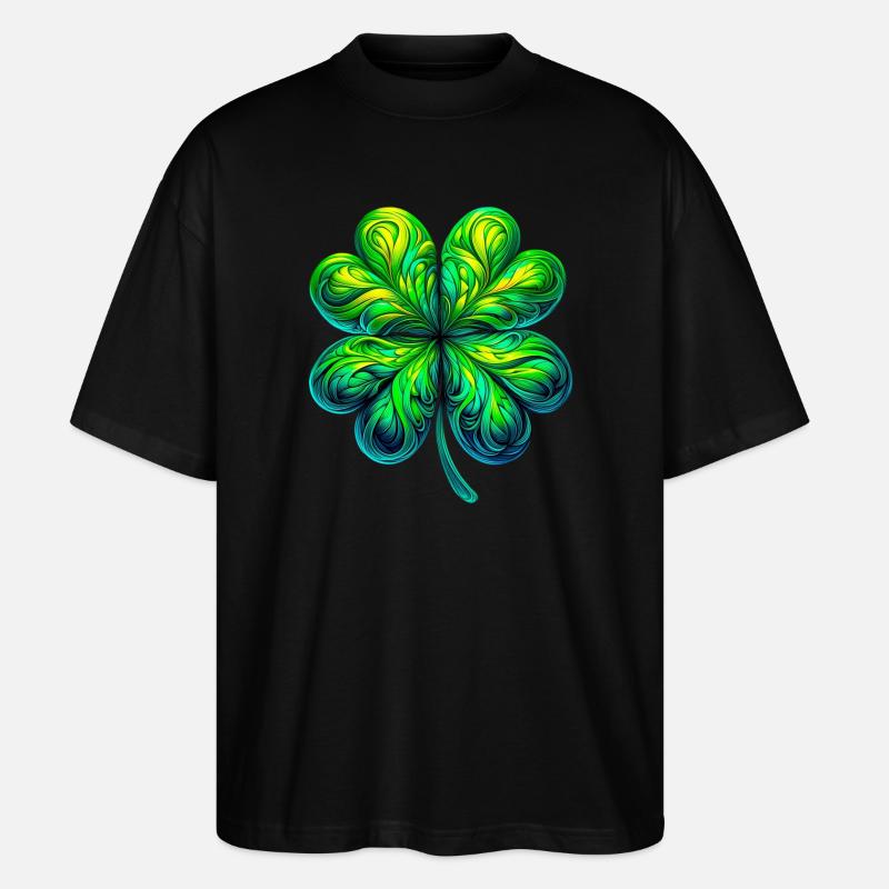 Vierblättriges Kleeblatt - Stanley/Stella Oversized Unisex Bio T-Shirt Blaster 2.0 - Schwarz