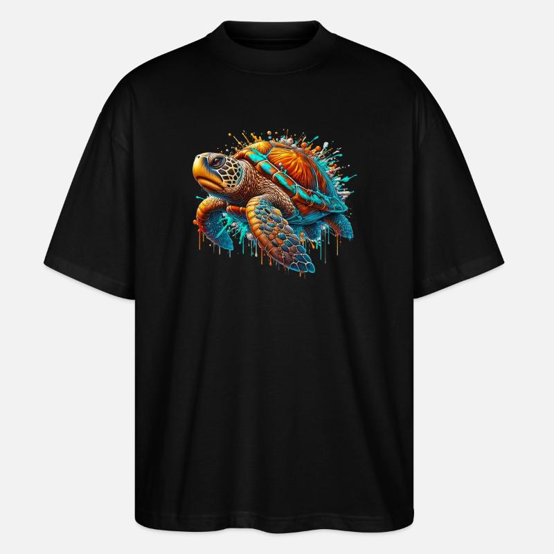 Schildkröte - Stanley/Stella Oversized Unisex Bio T-Shirt Blaster 2.0 - Schwarz