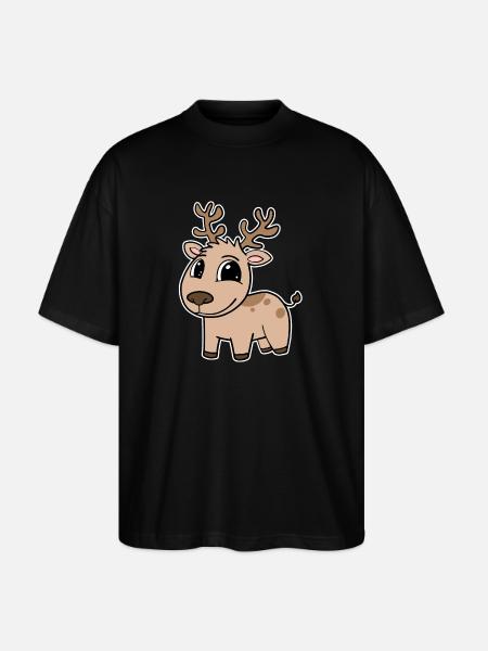 Deer Cute Kids Toddler - Stanley/Stella Oversized Unisex Organic T-shirt Blaster 2.0 - black