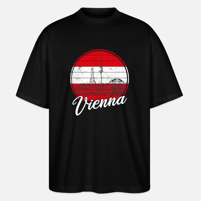 Wien Flagge - Stanley/Stella Oversized Unisex Bio T-Shirt Blaster 2.0 - Schwarz