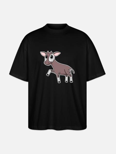Okapi forest giraffe motif - Stanley/Stella Oversized Unisex Organic T-shirt Blaster 2.0 - black