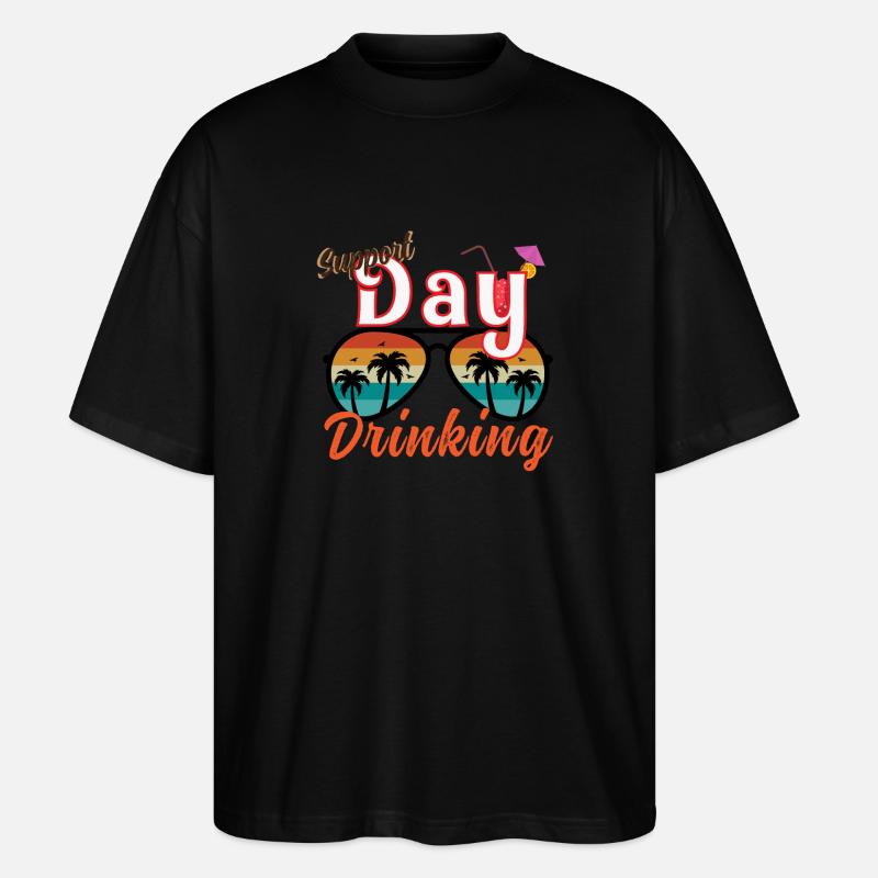 Day Drinking Palm Print - Stanley/Stella Oversized Unisex Bio T-Shirt Blaster 2.0 - Schwarz