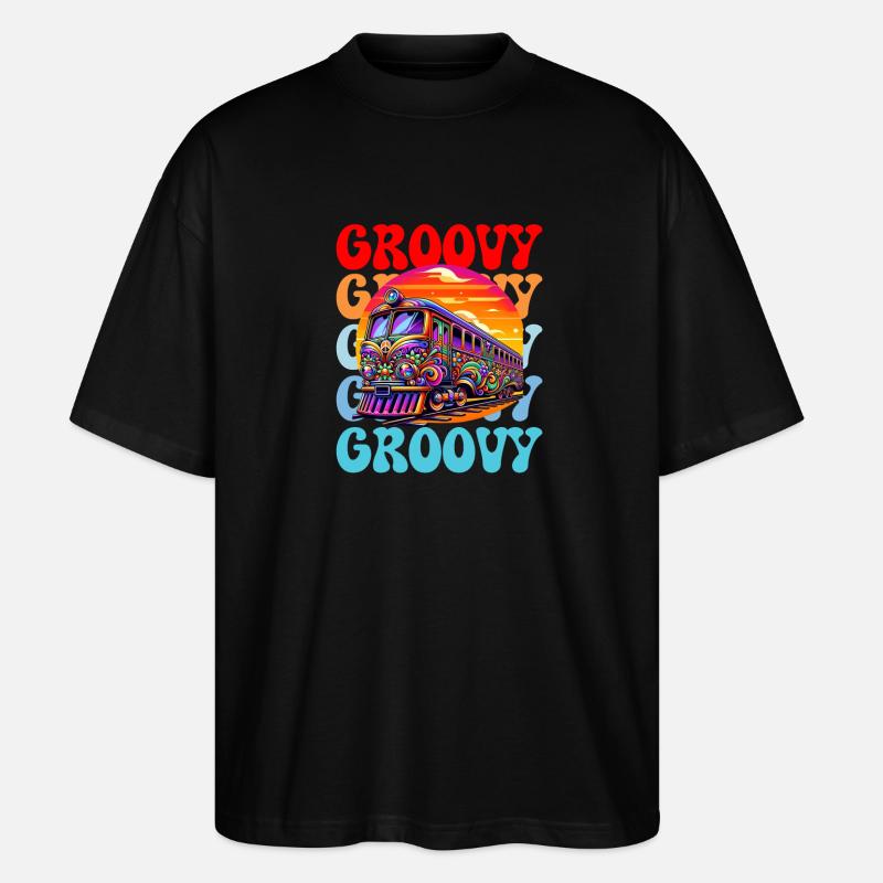 Groovy Psychedelischer Bus - Stanley/Stella Oversized Unisex Bio T-Shirt Blaster 2.0 - Schwarz