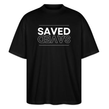 Saved. - Stanley/Stella Oversized Unisex Organic T-shirt Blaster 2.0 - black - Front - Alina (178cm) & Michal (187cm)