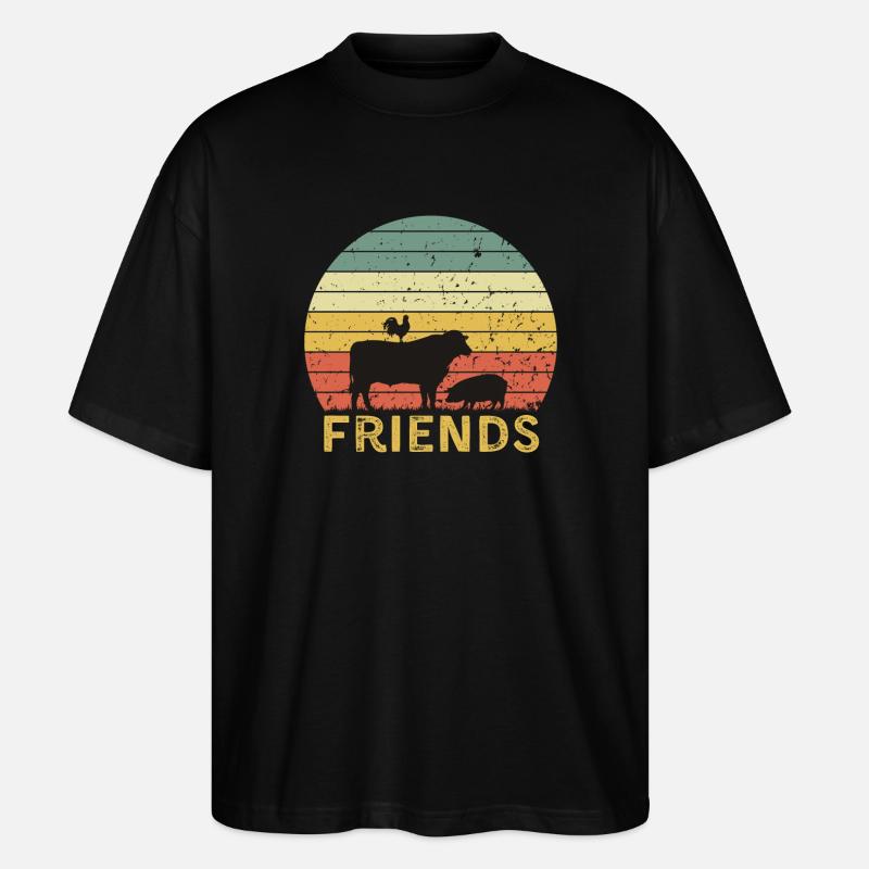 Bauernhoftier Freundschaft Design - Stanley/Stella Oversized Unisex Bio T-Shirt Blaster 2.0 - Schwarz