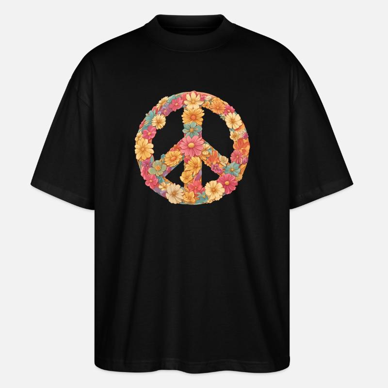Fleure Liebe und Frieden - Stanley/Stella Oversized Unisex Bio T-Shirt Blaster 2.0 - Schwarz