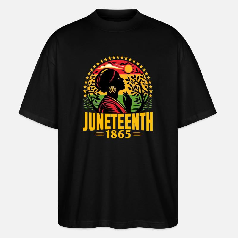 Juneteenth: 19. Juni 1865, Freiheit - Stanley/Stella Oversized Unisex Bio T-Shirt Blaster 2.0 - Schwarz