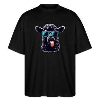 Schwarzes Schaf - Stanley/Stella Oversized Unisex Bio T-Shirt Blaster 2.0 - Schwarz - Vorne - Alina (178cm) & Michal (187cm)