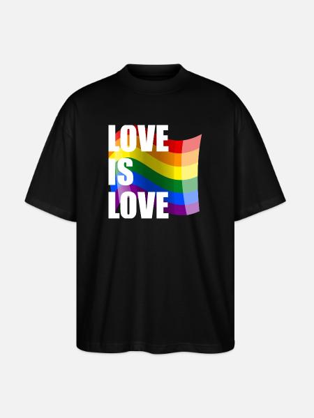 Rainbow Love Wave Design - Stanley/Stella Oversized Unisex Organic T-shirt Blaster 2.0 - black