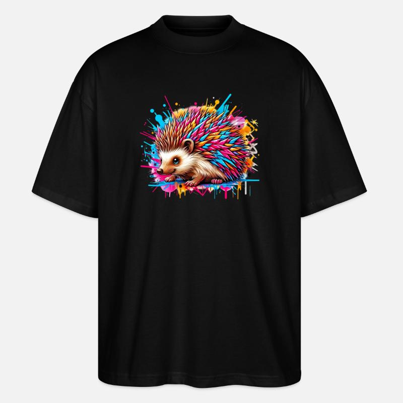 Hedgehog - Stanley/Stella Oversized Unisex Organic T-shirt Blaster 2.0 - black